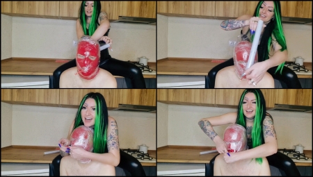 Dominatrix Nika - Bondage Of Head And Face With Cling Film Dominatrix Nika - Bondage Of Head And Face With Cling Film