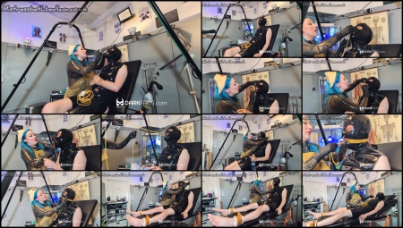 Mistress Bedlam - Putting Rubber Tubing Up Subs Nose Mistress Bedlam - Putting Rubber Tubing Up Subs Nose