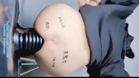 Jinwanxuan1999 Black Silk Shemale Fetish Play With 8cm Big Anal Plug-Dildo, Shemaleandman